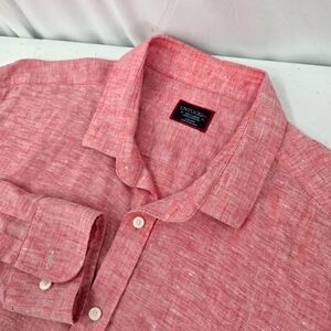 UNTUCKit Vin Santo Red 100% Linen Shirt Long Sleeve Wrinkle Resistant 2XL 35367.
